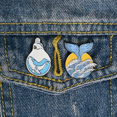 Whale Light Bulb Alloy Brooch Collar Backpack Accessory