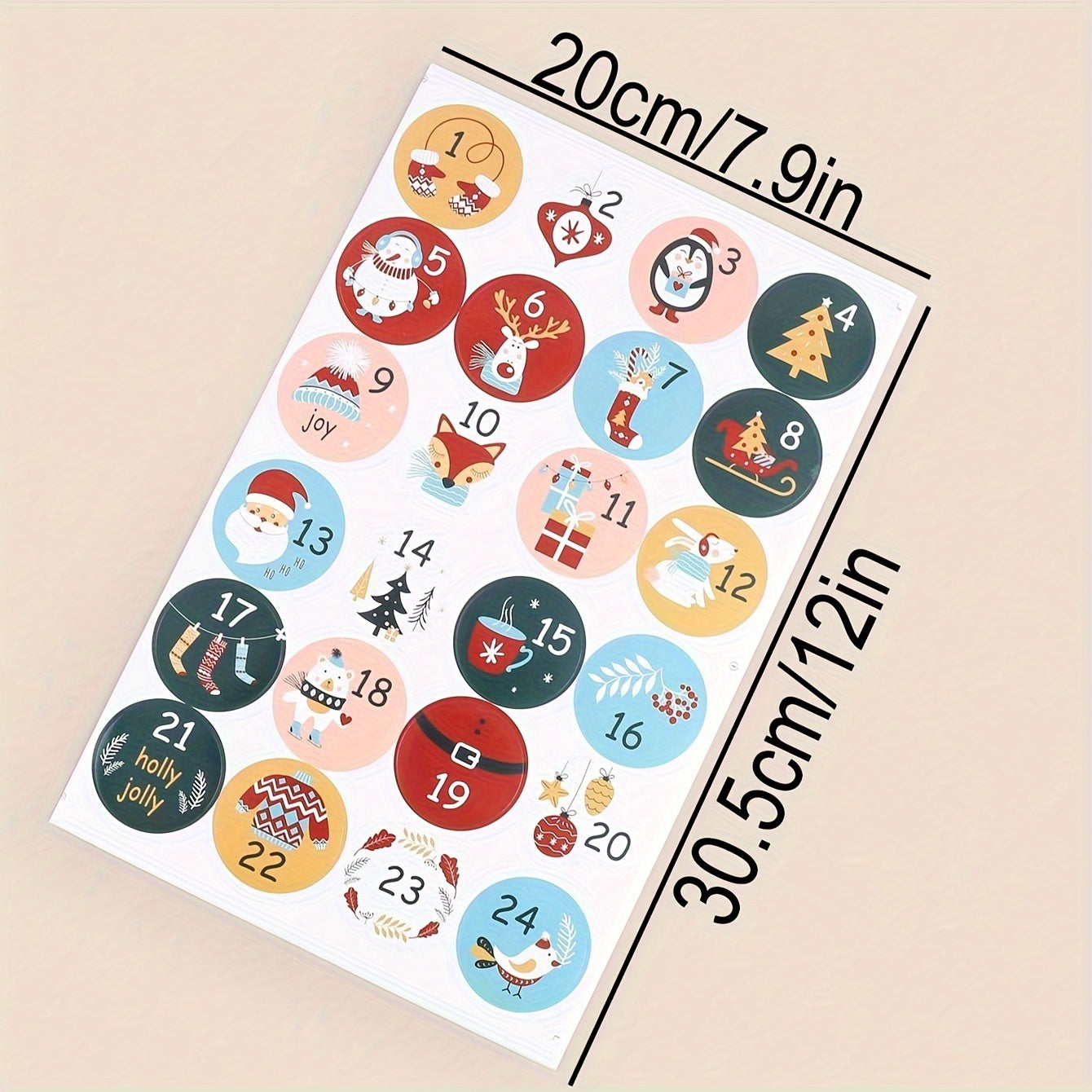 Christmas Number Countdown Stickers Set