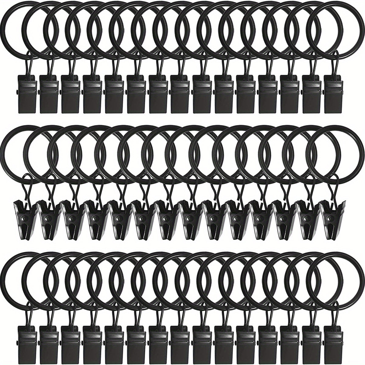 40pcs Curtain Rings with Clips Drapery Hooks Rustproof Metal Clips Hangers