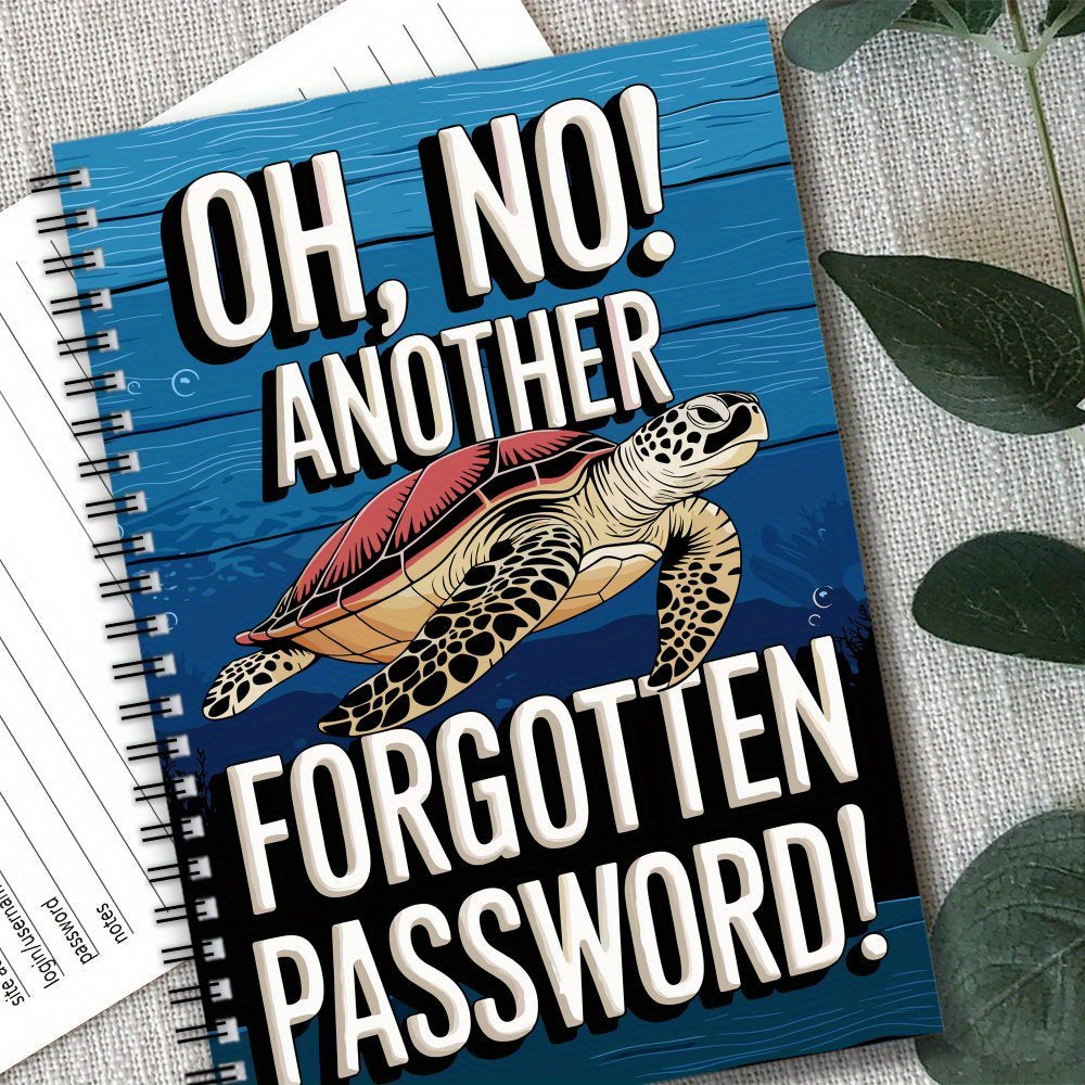 Spiral Password Notebook Logbook Turtle Cover 70 Pages
