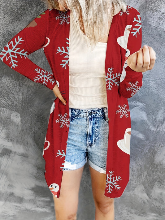  Christmas Graphic Print Cardigan