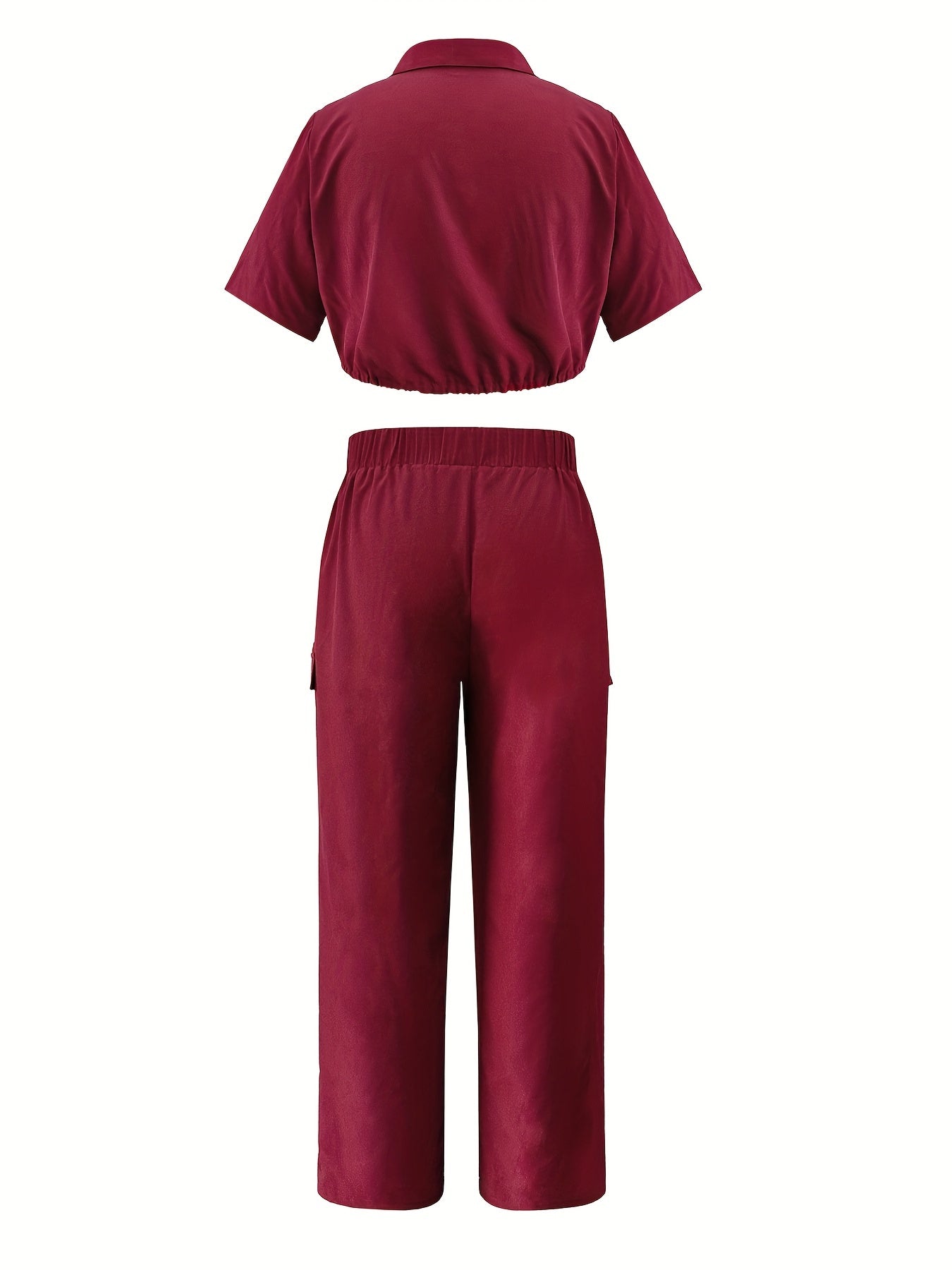  Solid V Neck Top & Pants Set