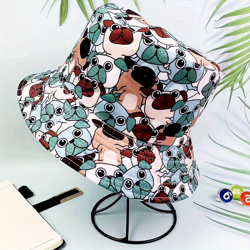 Kids Puppy Doodle Bucket Hat Double Sided Foldable Sun Hat