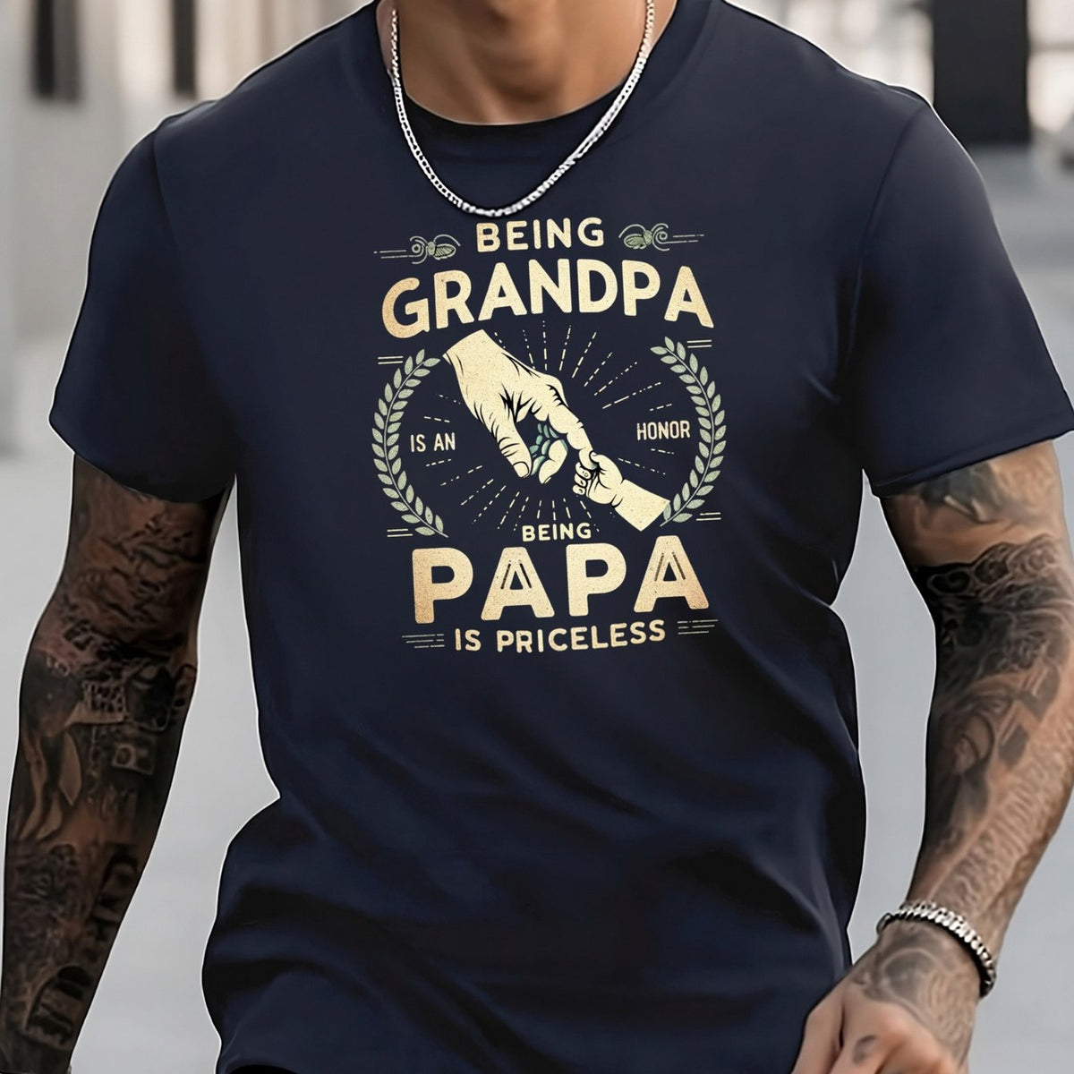 Men's Stylish Fists Pattern Shirt Casual Breathable Crew Neck Short Sleeve