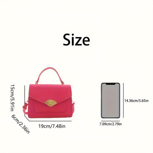 Stylish Mommy Bag Faux Leather Handbag Crossbody Satchel in Rose Red
