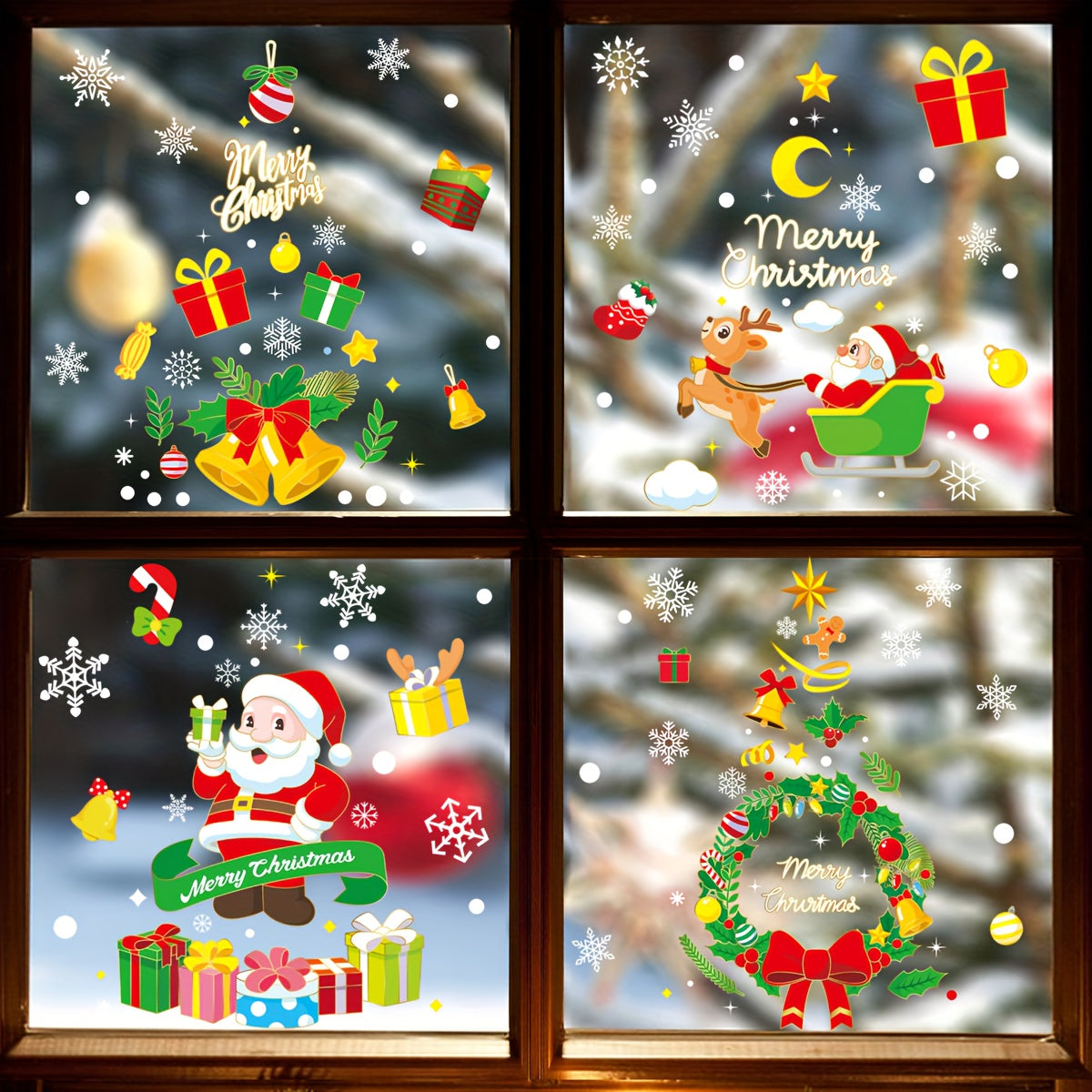 Large Christmas Stickers Santa Claus Tree Window Decoration