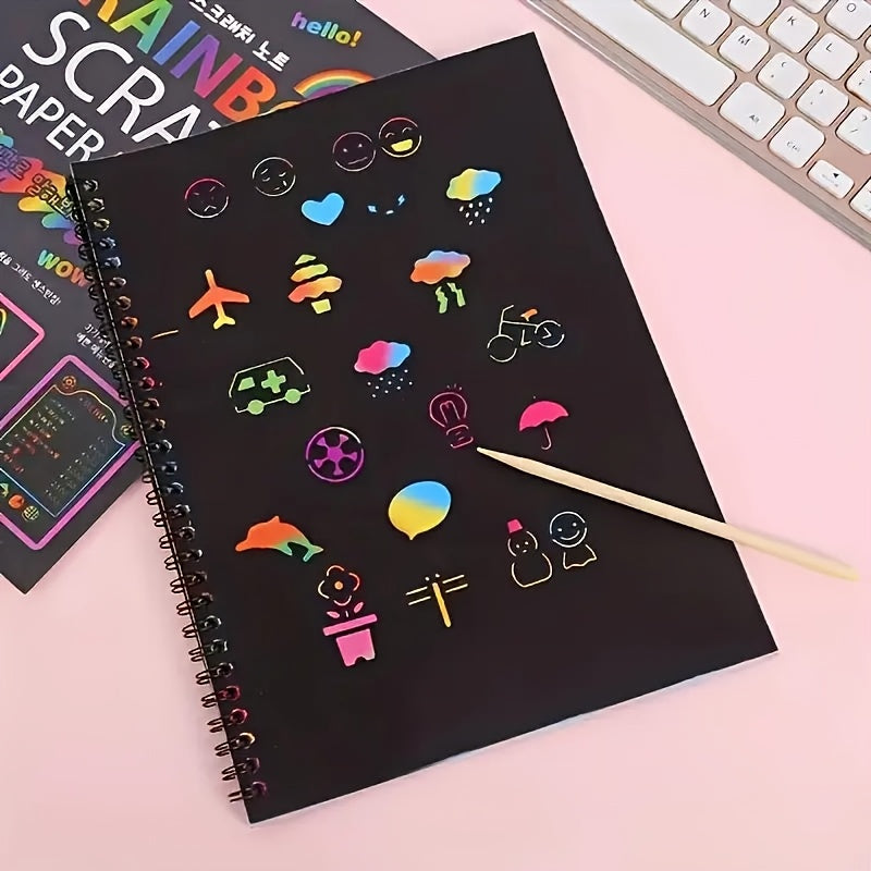 2pcs Rainbow Scratch Art Notebook - Creative Set for Teens