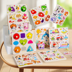3-in-1 Panel Puzzle Toy with Wooden Tabletop - Educational Development