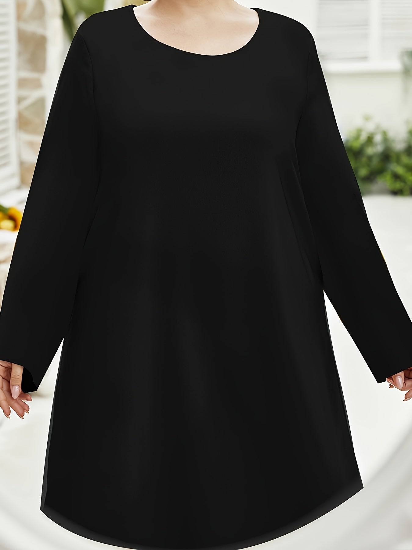  Solid Long Sleeve Loose Fit Maxi Dress