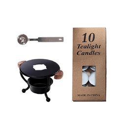 Wax Seal Stove Set With Spoon & 10 Waxes for Sealing Cards