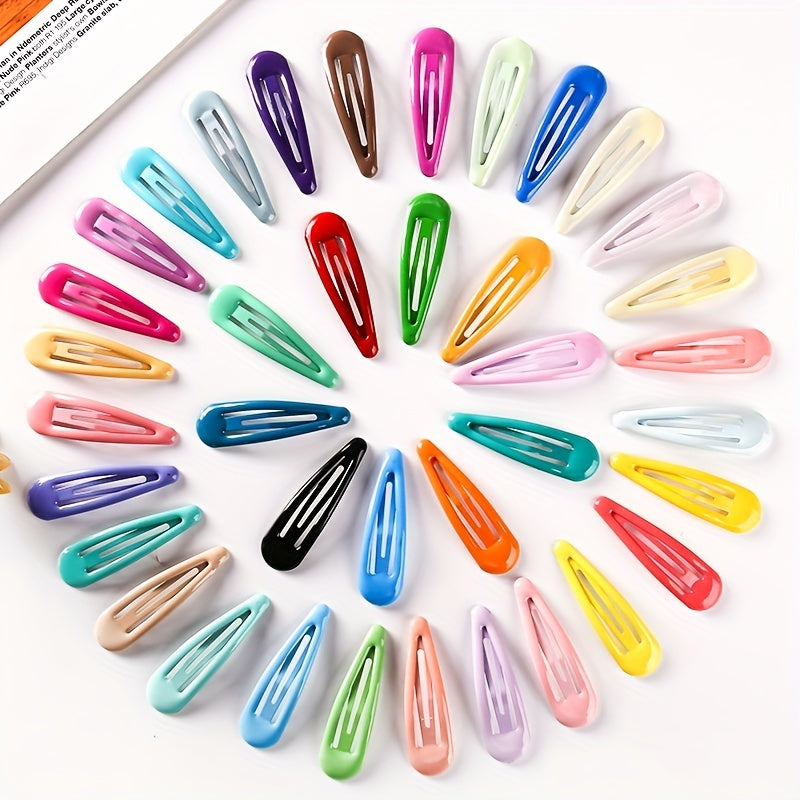 34pcs Candy Hair Clip Snap Clip Metal Hair Slides Clip Non Slip Hair Decoration