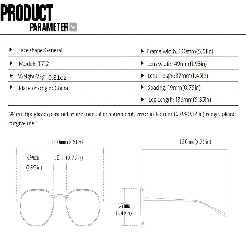 Concave Square Light Blocking Glasses