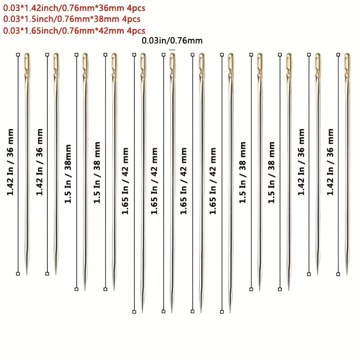 12pcs Side Opening Silvery Tail Blind No Needle Hand Sewing Kit