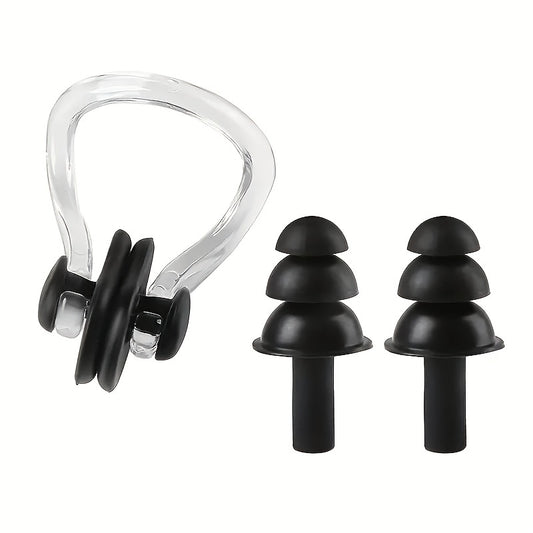 Waterproof Swimming Earplugs and Nose Clip Set for Kids and Adults