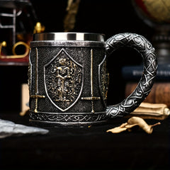 Medieval Warrior Stainless Steel Mug Castle Armor Insulated Coffee Cup