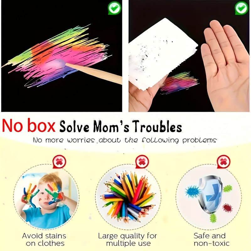 50pcs Rainbow Scratch Art Kit Unleash Hidden Designs with Bright Colors