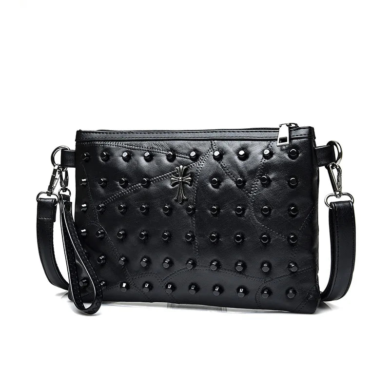 Women Rivet Clutch Bag Female Shoulder Bag