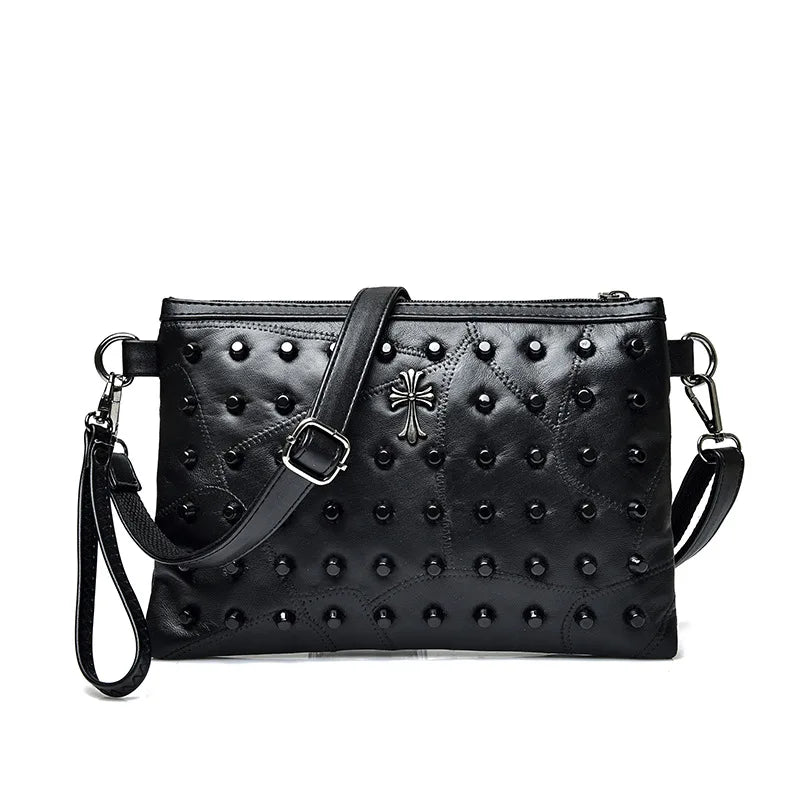 Women Rivet Clutch Bag Female Shoulder Bag