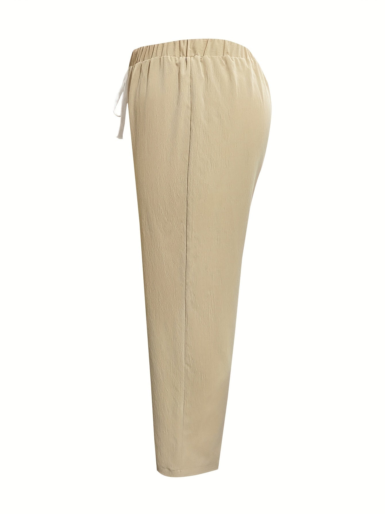  Solid Elastic Drawstring Straight Leg Pants