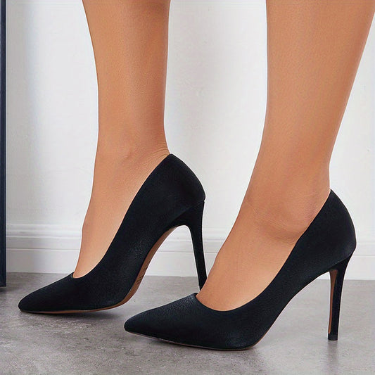 Women's Satin Pointed Toe High Heels Slip On Stiletto Heels