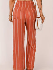  Stripe Print Wide Leg Trousers