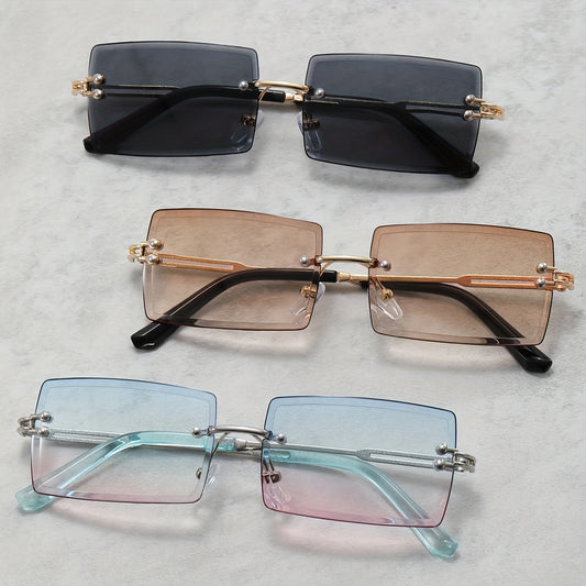 Men's Square Rimless Sunglasses UV Protection for Sports