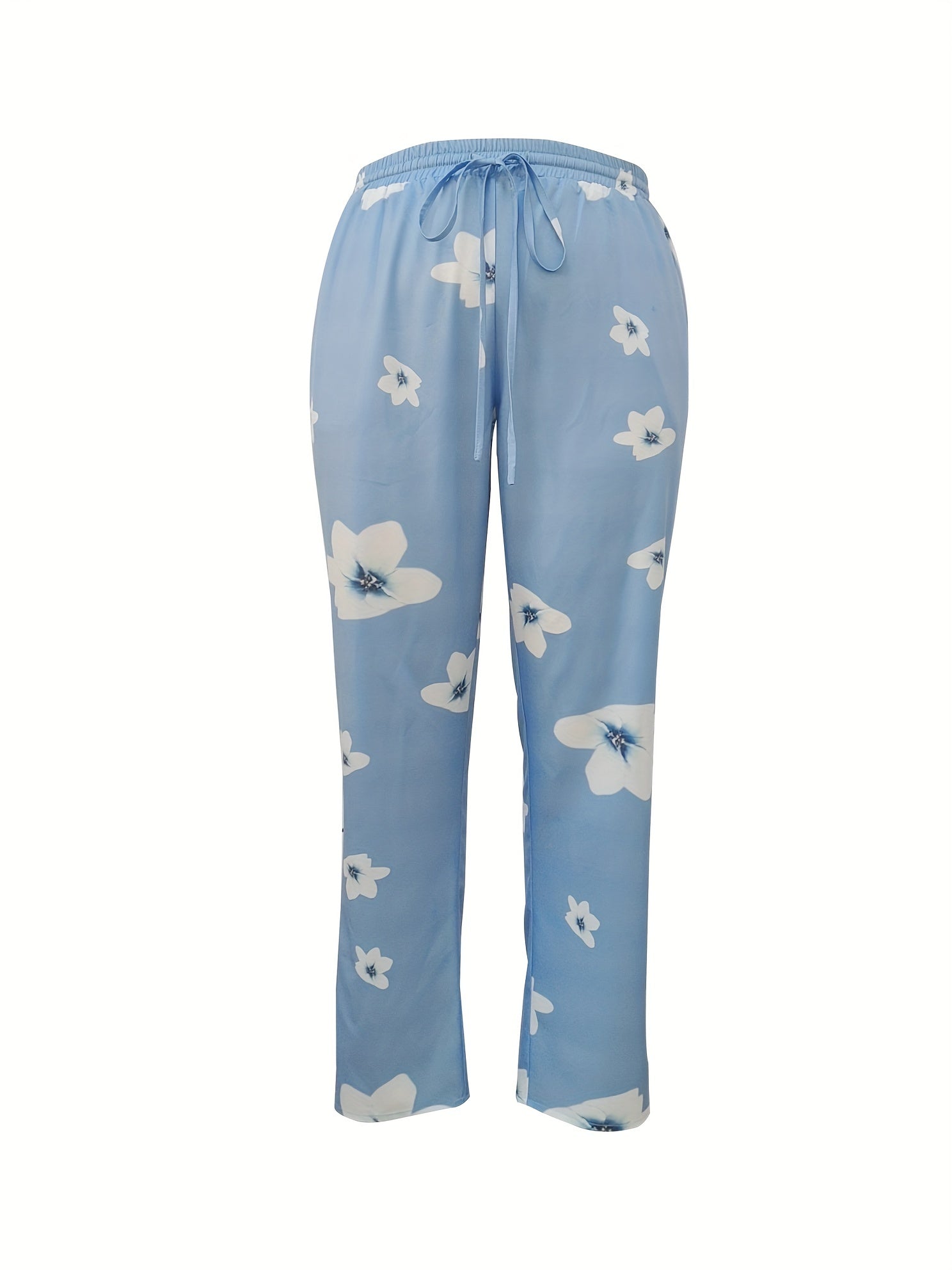Women's Plus Floral Print High Rise Straight Leg Pants