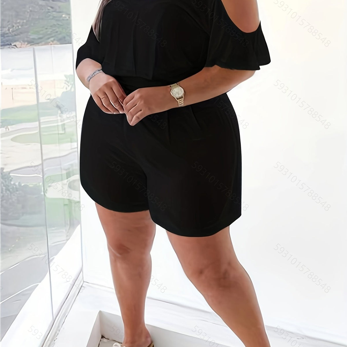  Cold Shoulder Tee & Shorts Set
