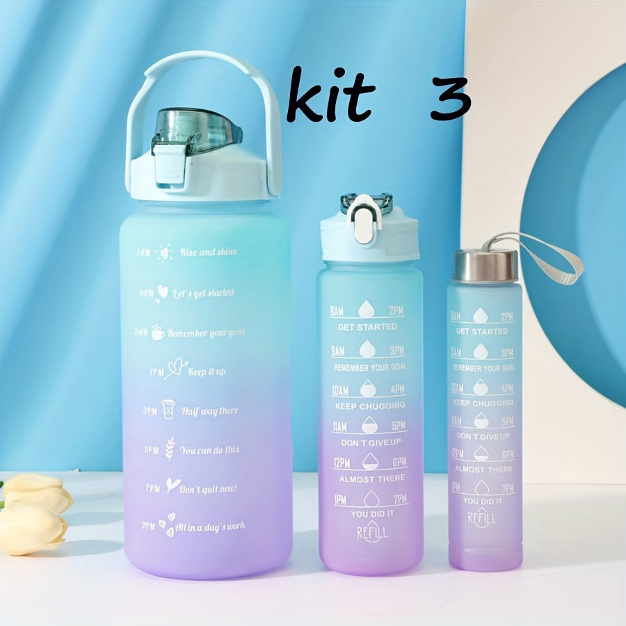 Leakproof Motivational Water Bottle with Time Marker & Straw 2000ML