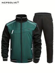 Men's Green Sports Suit Zip Up Jacket & Comfy Pants