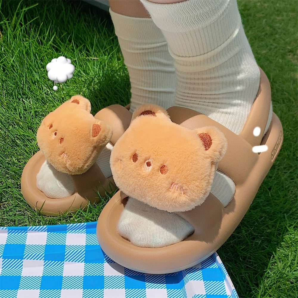 Cartoon Bear Open Toe Sandals For Boys Breathable Lightweight Sandals