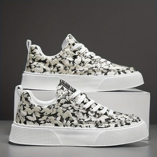 Men's Flowery Skate Shoes Lace up Sneakers