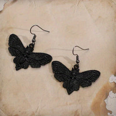 Gothic Retro Butterfly Moth Skull Head Women's Earrings