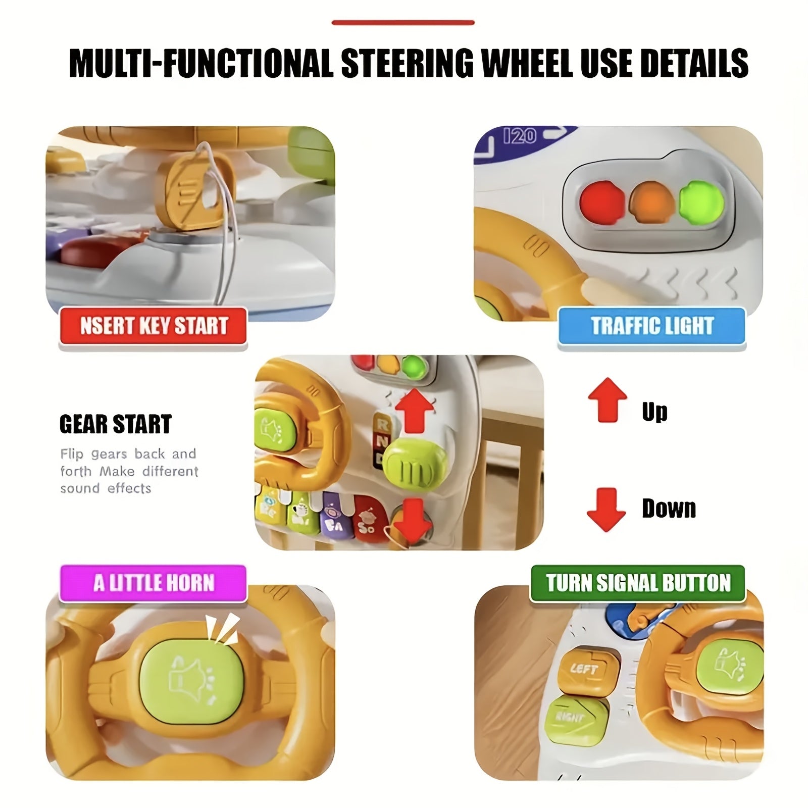 Interactive Steering Toy with Music Educational Activities Game Table