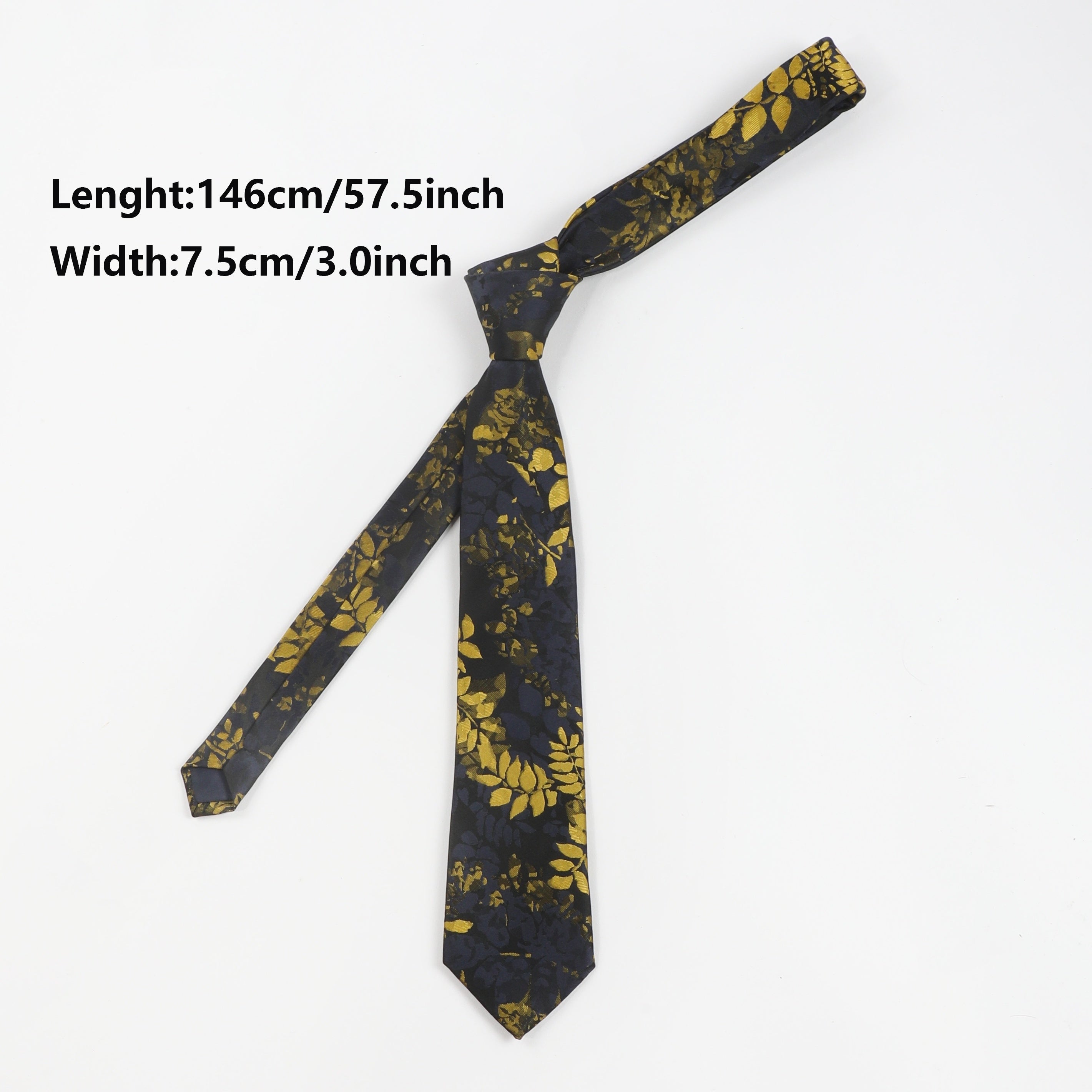 1PC Men's Business Bottom Golden Leaves Retro Tie