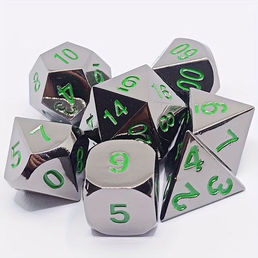 7pcs Metal Dice For Board Game, Faceted Dice For Entertainment