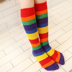 Rainbow Candy Striped Knee Socks for Kids 3-8yrs