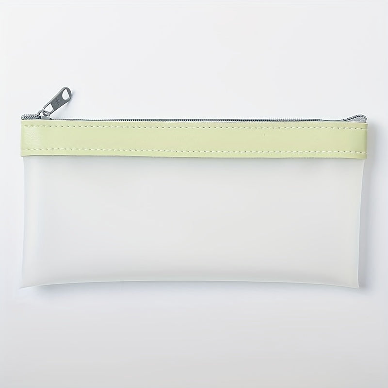 Transparent Frosted Pencil Case Zipper Cosmetic Storage Bag