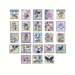 46pcs Vintage Butterfly Flower Decorative Stickers DIY Material Boxed Stickers