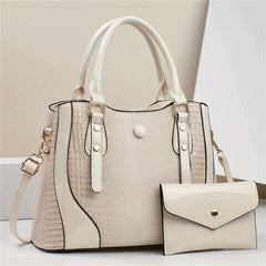 Vintage Crocodile Embossed PU Leather Handbags Set