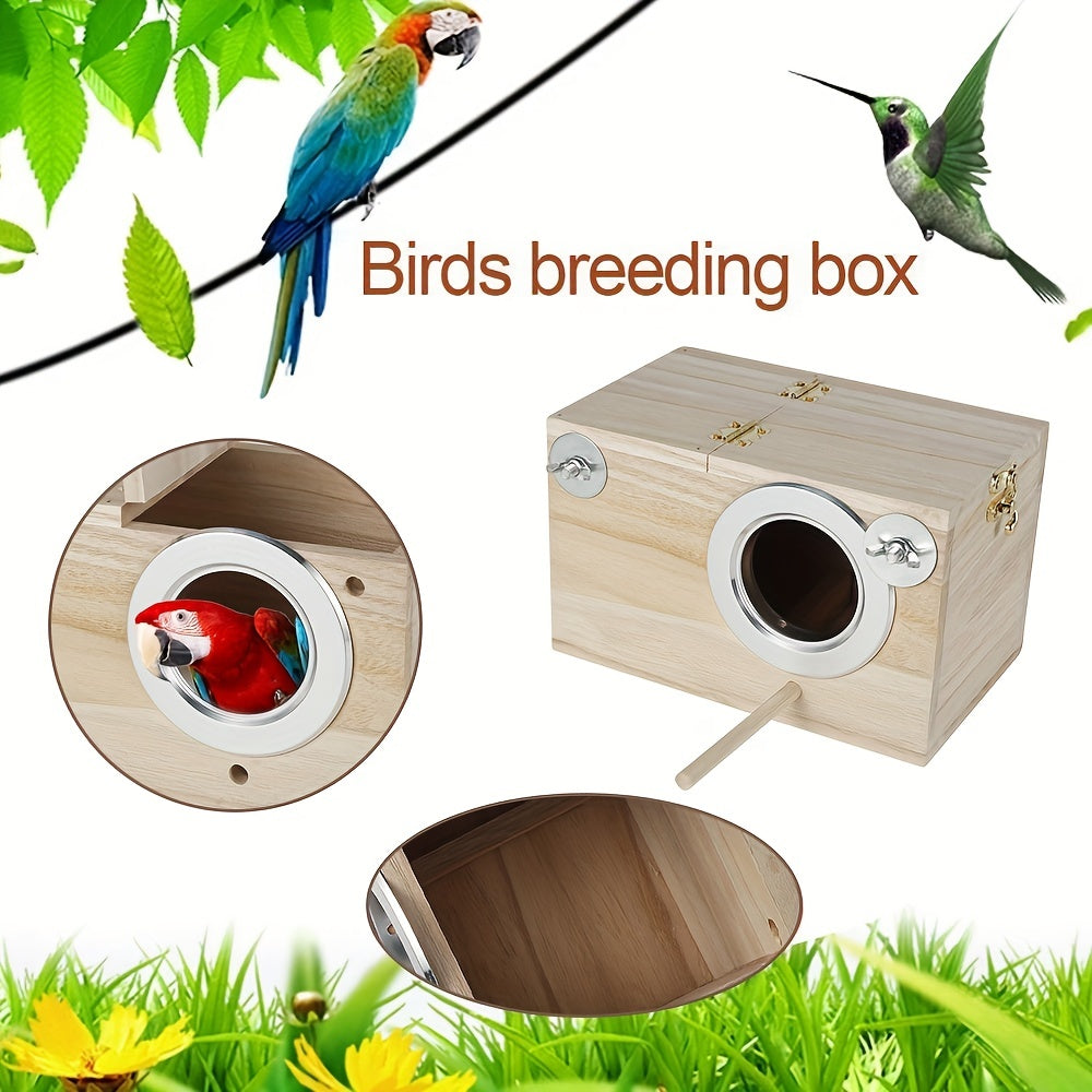 Wooden Bird Breeding Box for Lovebirds Cockatiels Budgies Conures