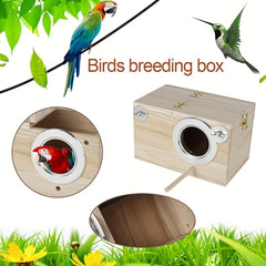 Wooden Bird Breeding Box for Lovebirds Cockatiels Budgies Conures