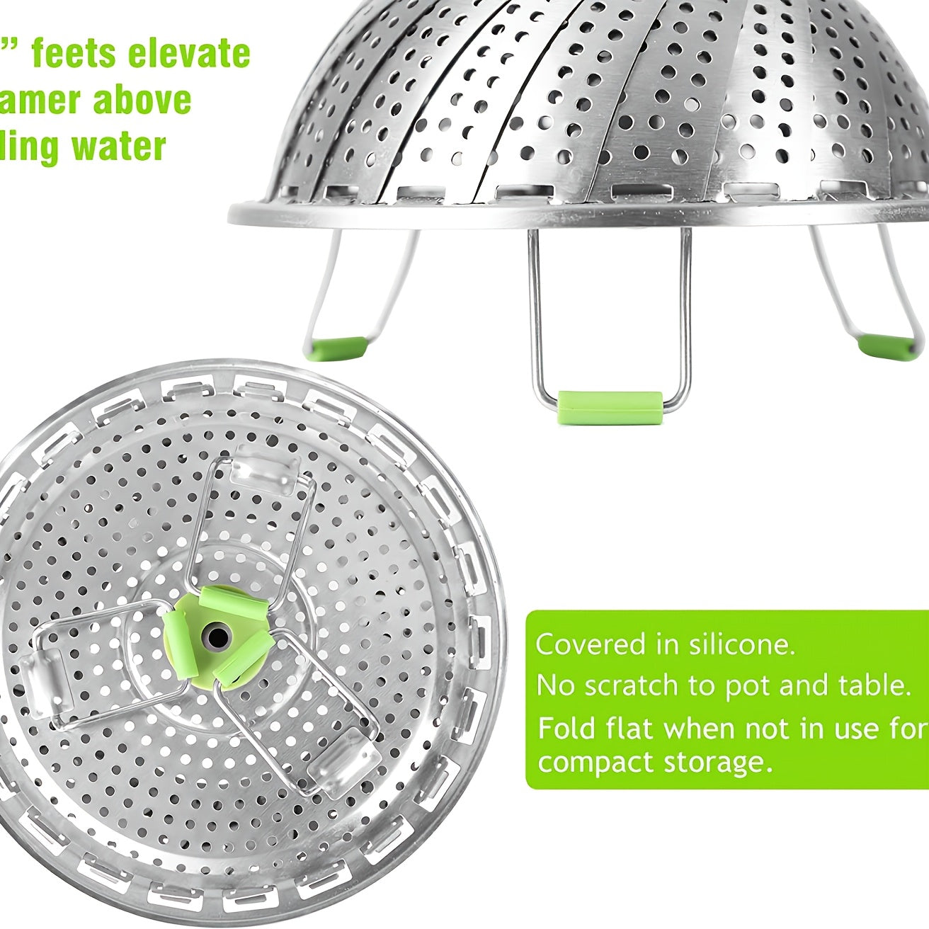 Foldable Stainless Steel Vegetable Steamer Basket - Easy Vegetable Steaming