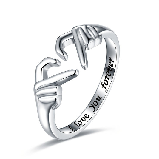 Adjustable Silvery Heart Ring 18K Plated Love Jewelry for Women Teens