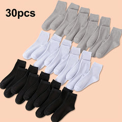 10 20 30 Pairs Solid Socks Comfy & Breathable All match Socks Women's Stockings