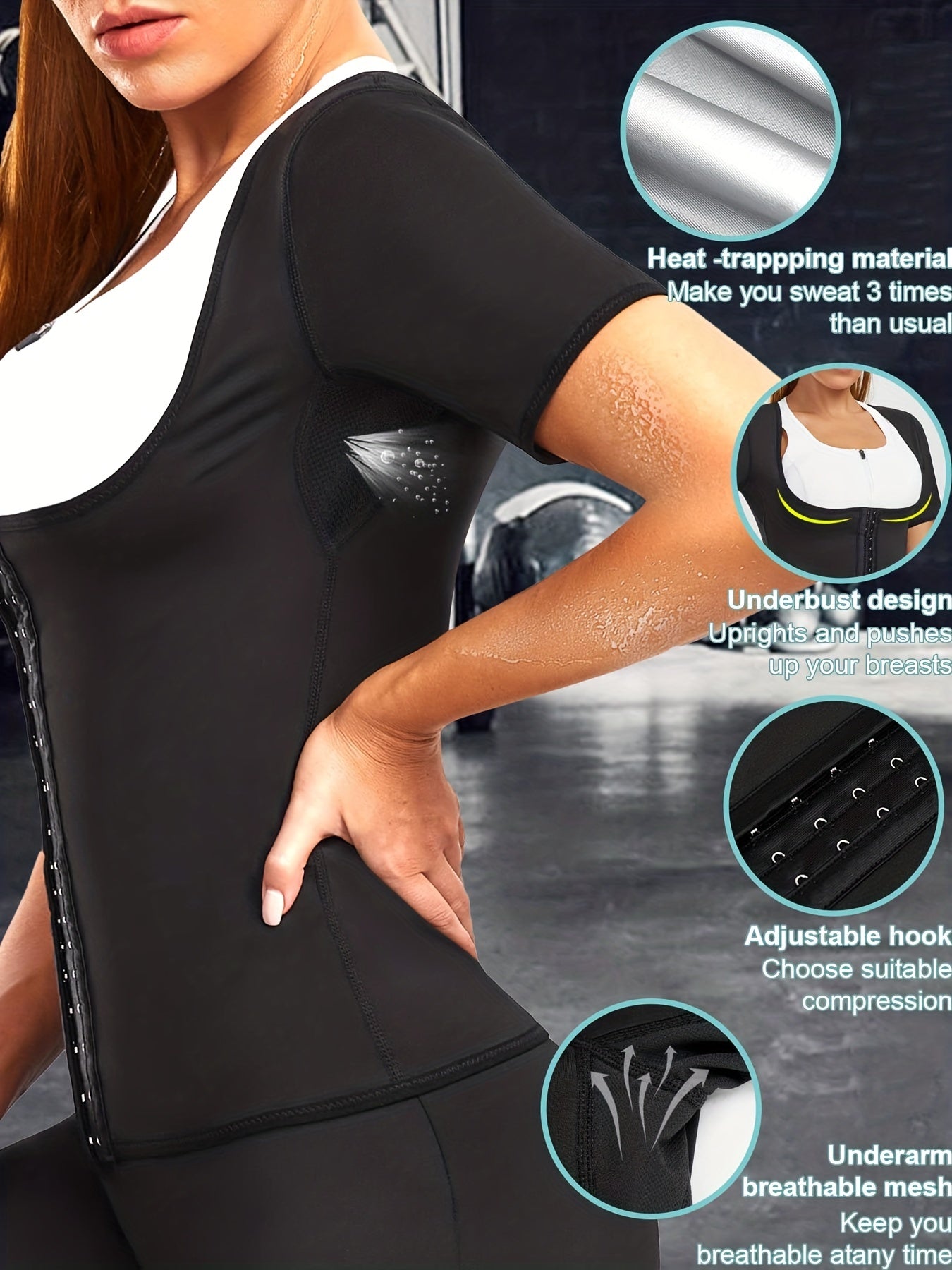 Sauna Body Shaper Sweat Sleeves Waist Trainer Top Women's Activewear