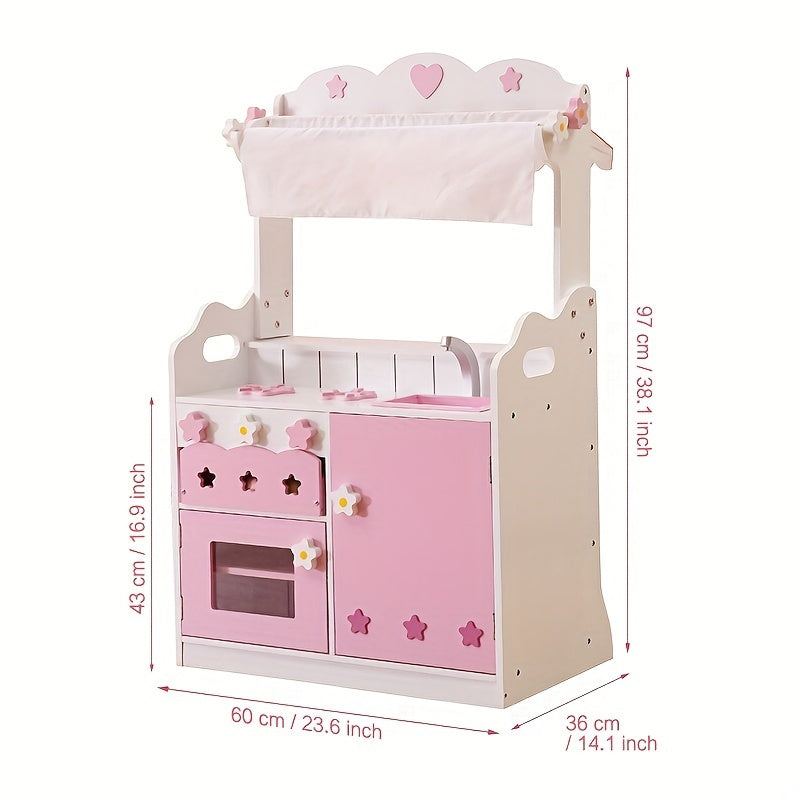 Pink Grocery Store Supermarket Double Side Play Kitchen With Toy Food