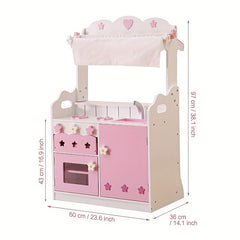 Pink Grocery Store Supermarket Double Side Play Kitchen With Toy Food