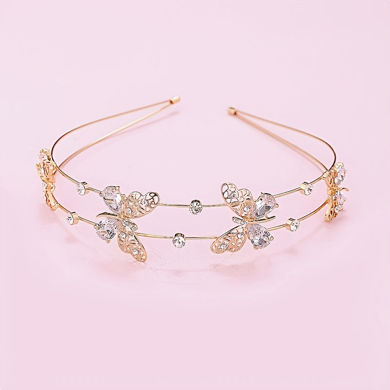 Metal Star Moon Crystal Hair Hoop Double Layer Headbands