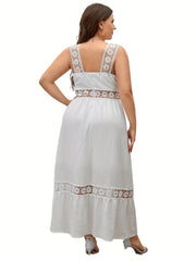  Women's Maxi Tank Dress with Lace Trim V Neck